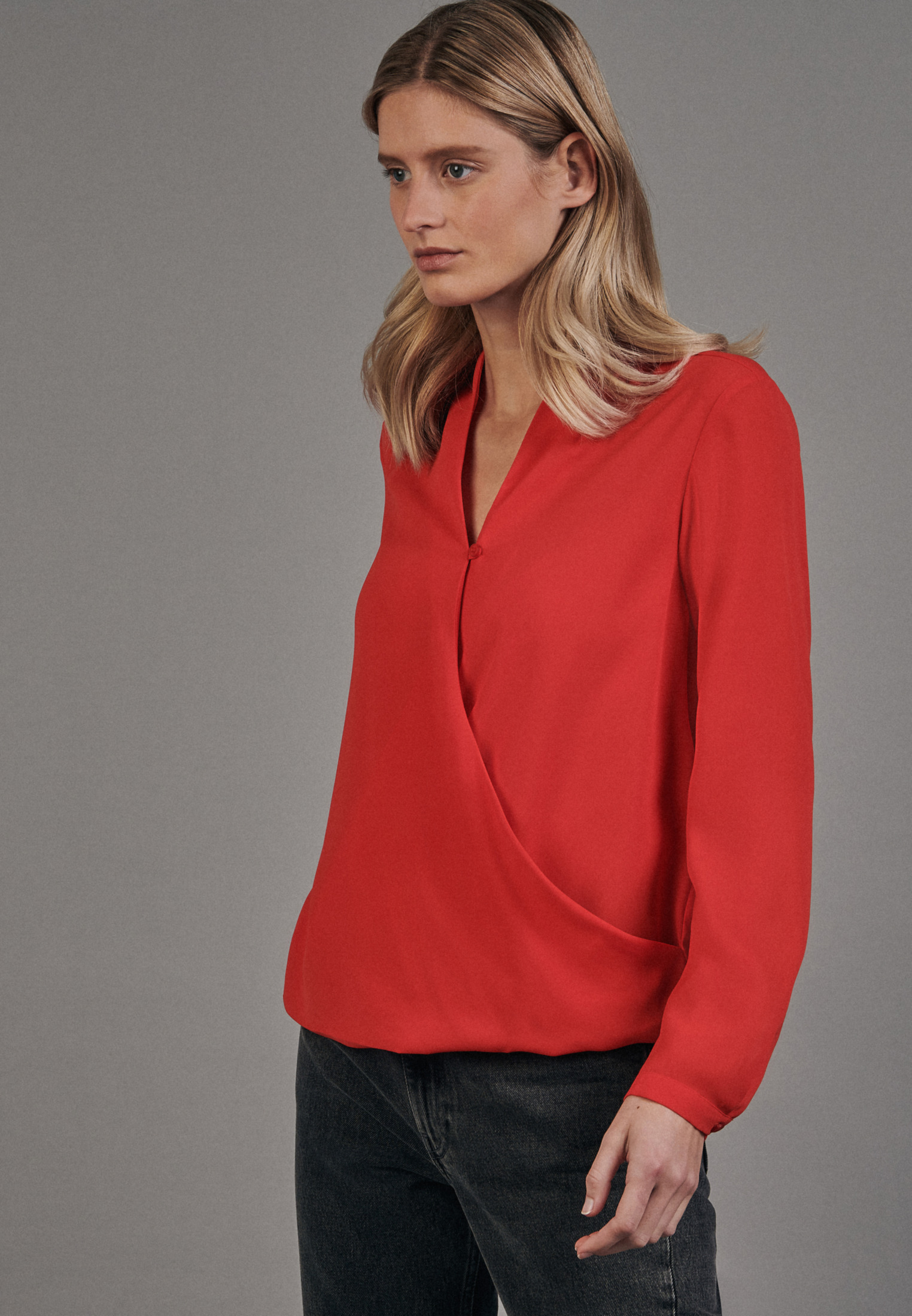 Thumbnail - Wickelbluse Damen Rot