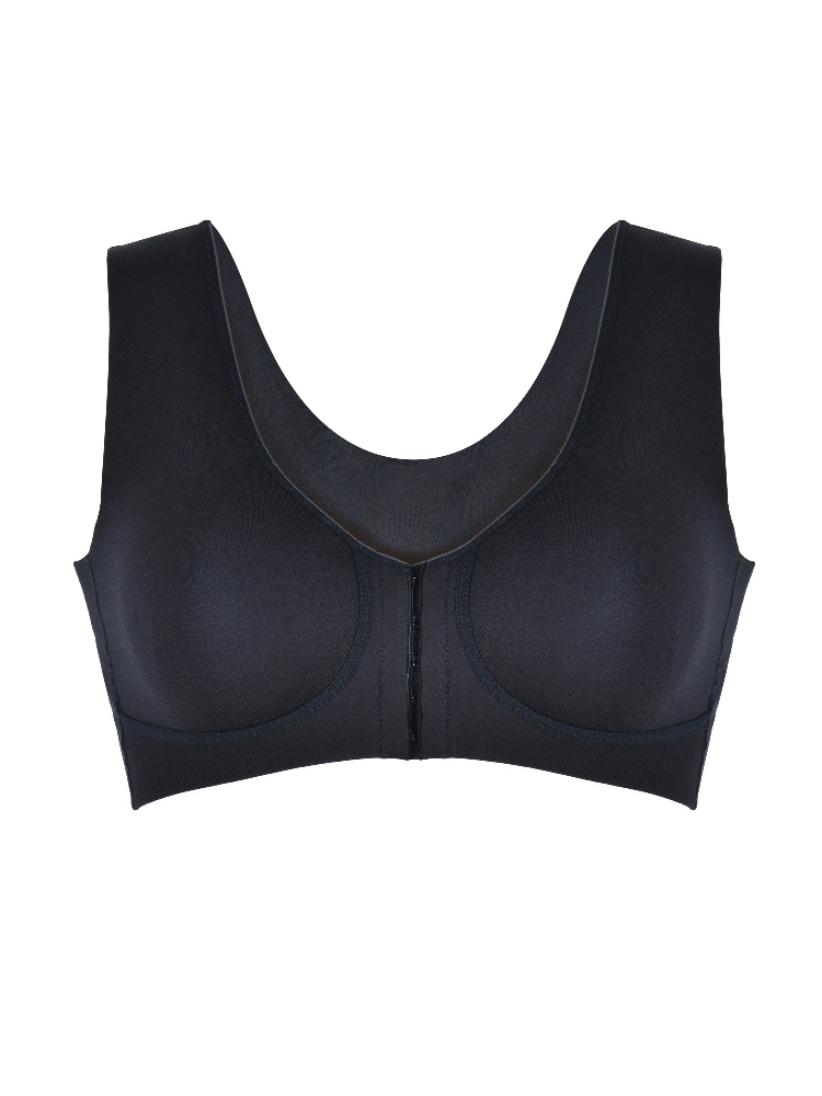 Naturana Womens Wellness Front Fastening Soft Cup Bra - Black Cotton - Size 36B