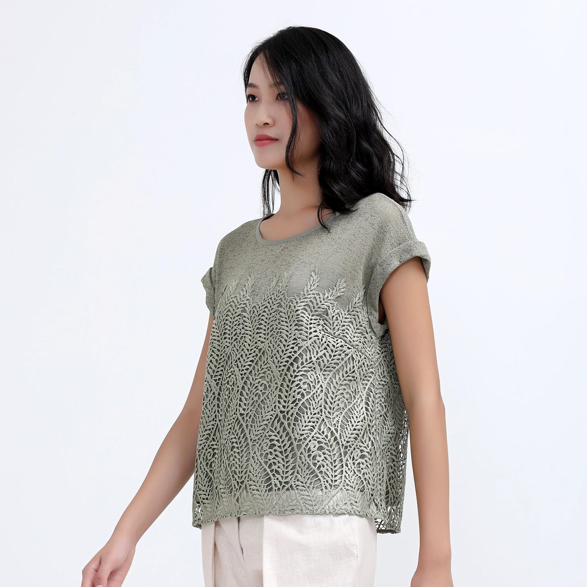Smart & Joy T-shirt i spets och tyll dam – bild 2