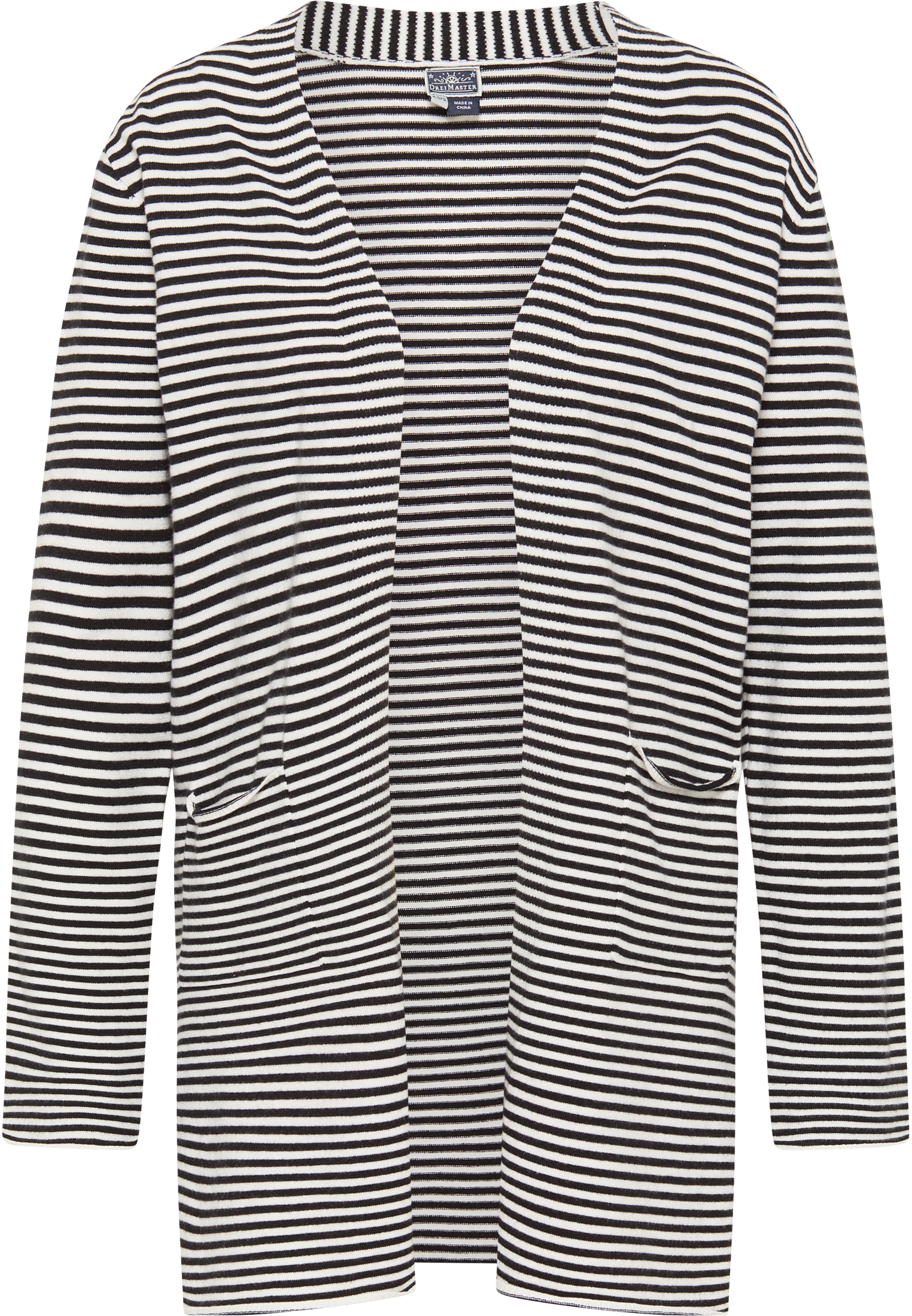 Thumbnail - Dreimaster Cardigan Damen Wollweiss Schwarz
