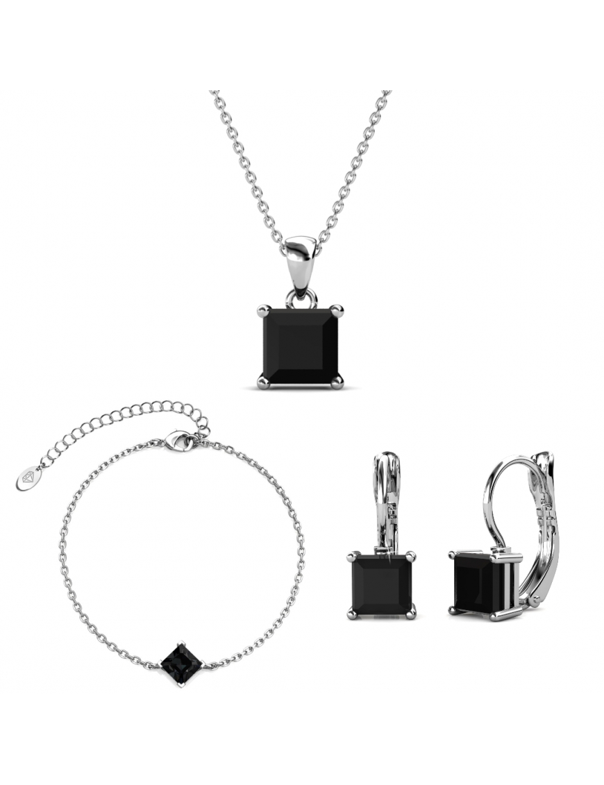 Thumbnail - Einfaches quadratisches Set und Box - Silber und Schwarz