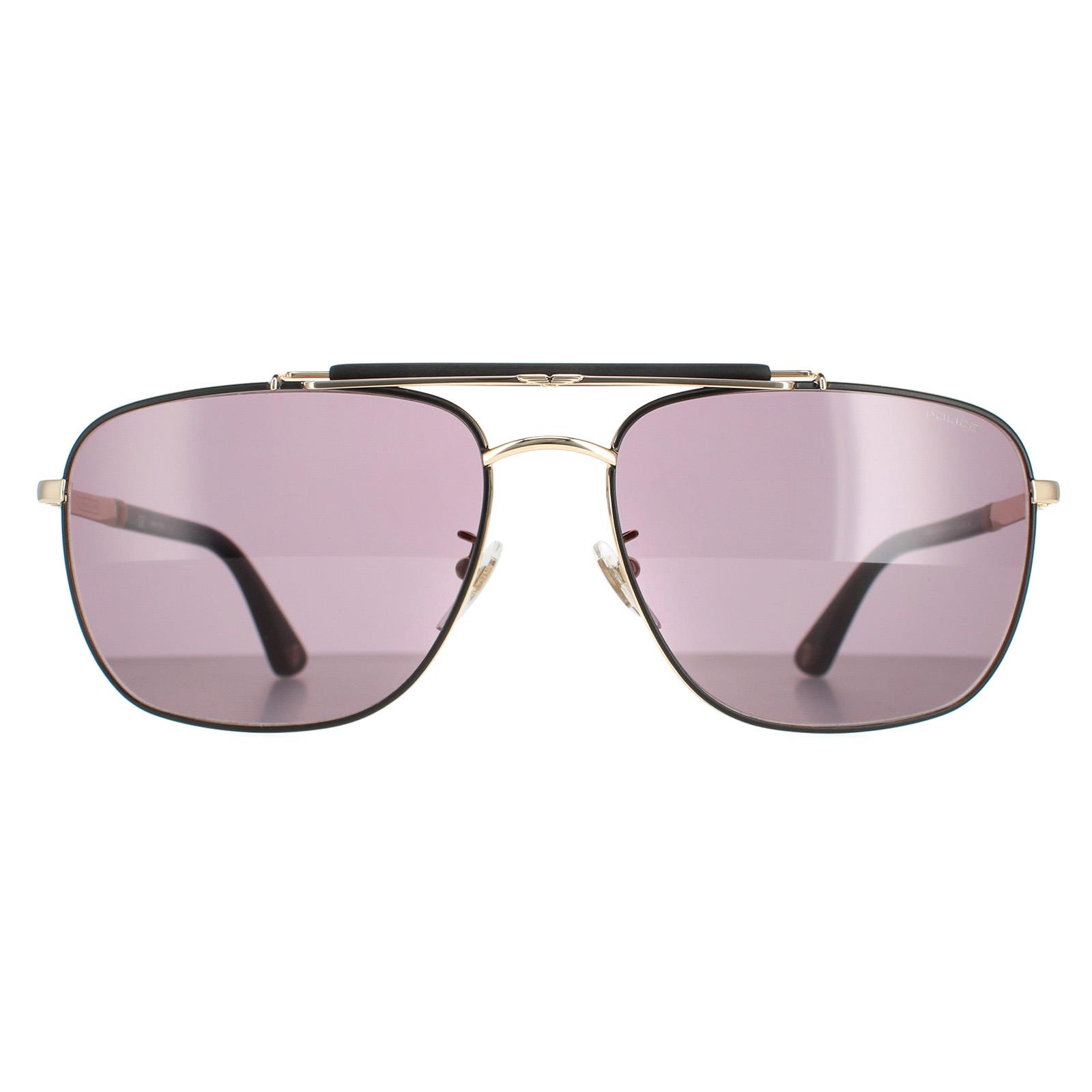 Thumbnail - Police Aviator Mens Rose Gold Semi Matte Schwarz Smoke SPLD43 Origins 44