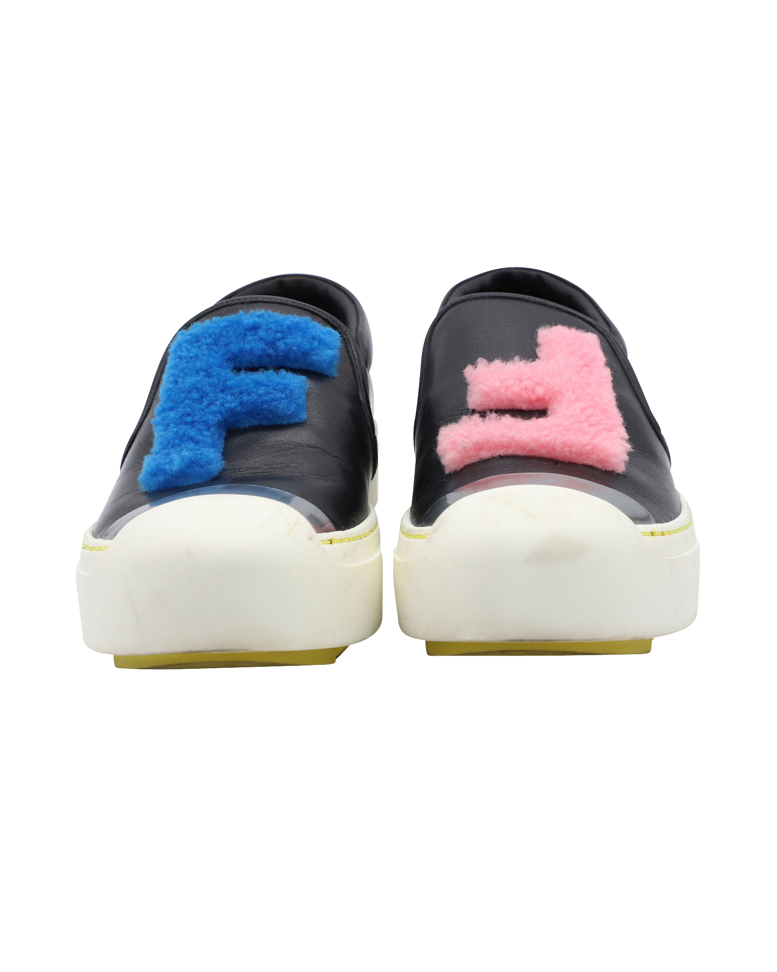 Fendi Pre-owned Fendi FF Shearling Päls Slip-On Sneaker i Svart Läder låga sneakers dam – bild 2