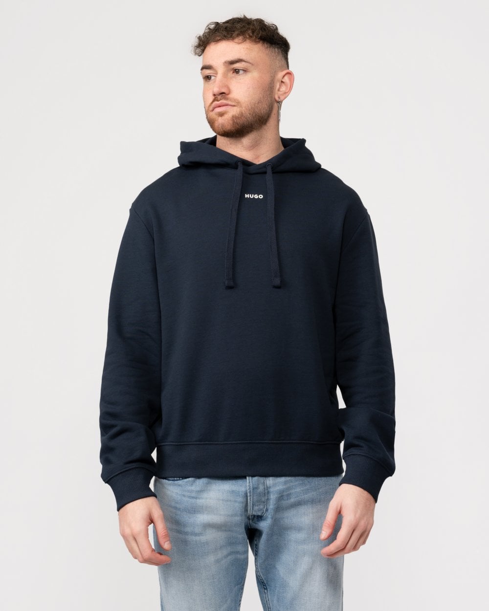 Hugo Dapo Mens Hoodie - Dark Blue Cotton - Size Large