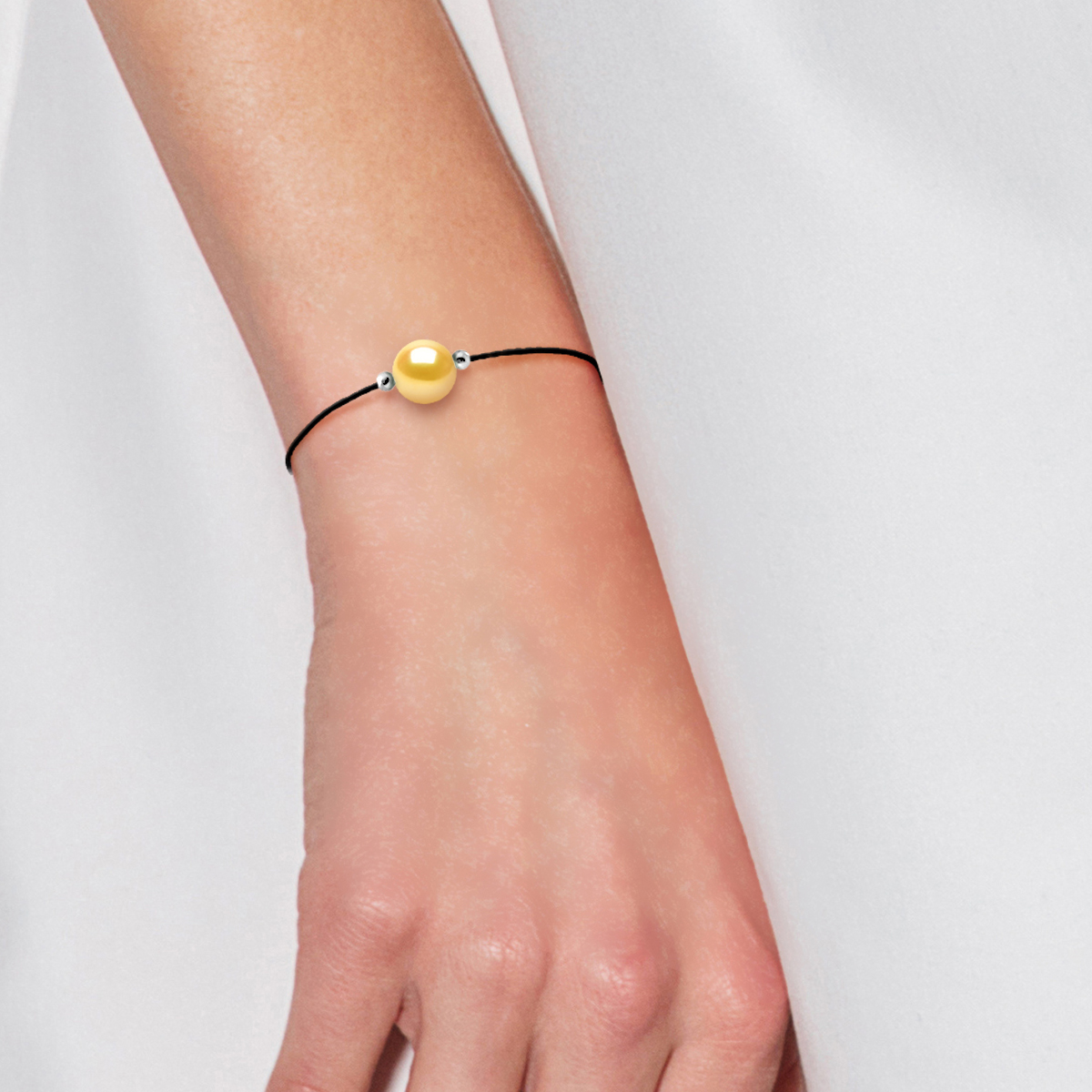 Diadema Armband Svart Nylon Sötvattenspärla dam – bild 2