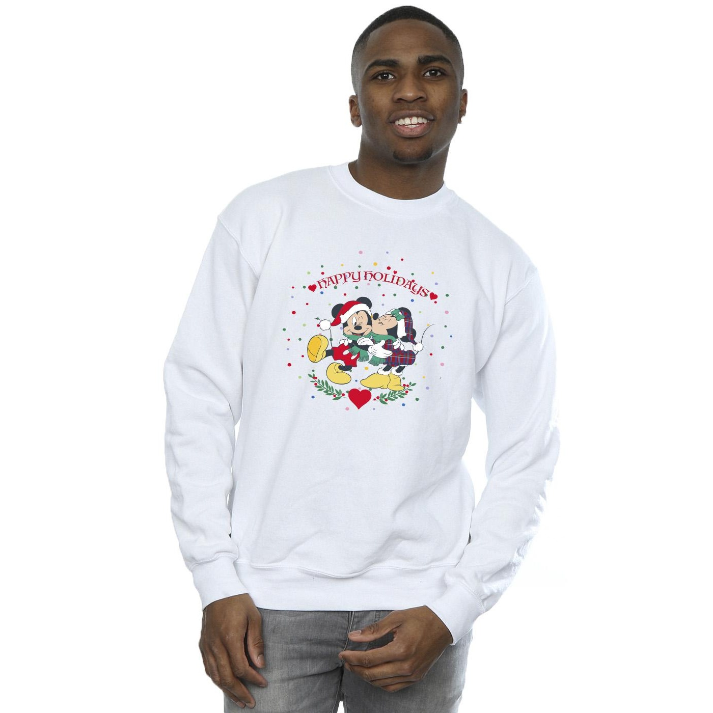 Disney Mens Mickey Mouse Mickey Minnie Christmas Sweatshirt (White) herr – bild 2