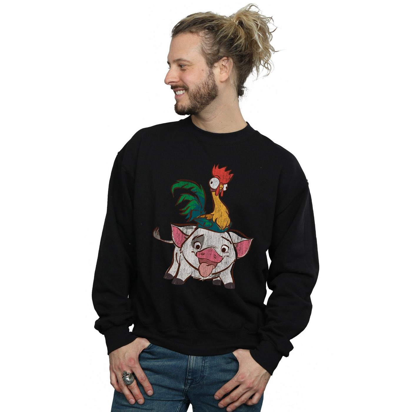 Disney Mens Moana Hei Hei And Pua Sweatshirt (Black) herr – bild 2