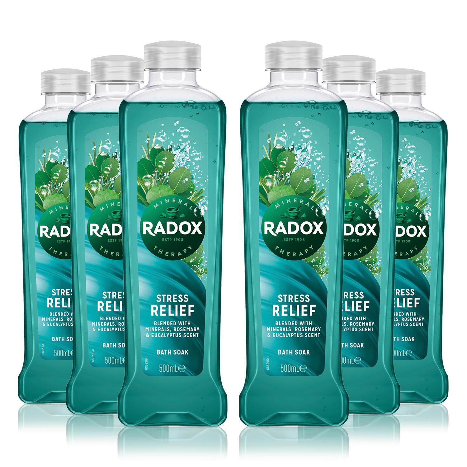 Radox Unisex 100% Nature Inspired Fragrance Bath Soak, Stress Relief, 6 Pack, 500ml - Apple - One Size