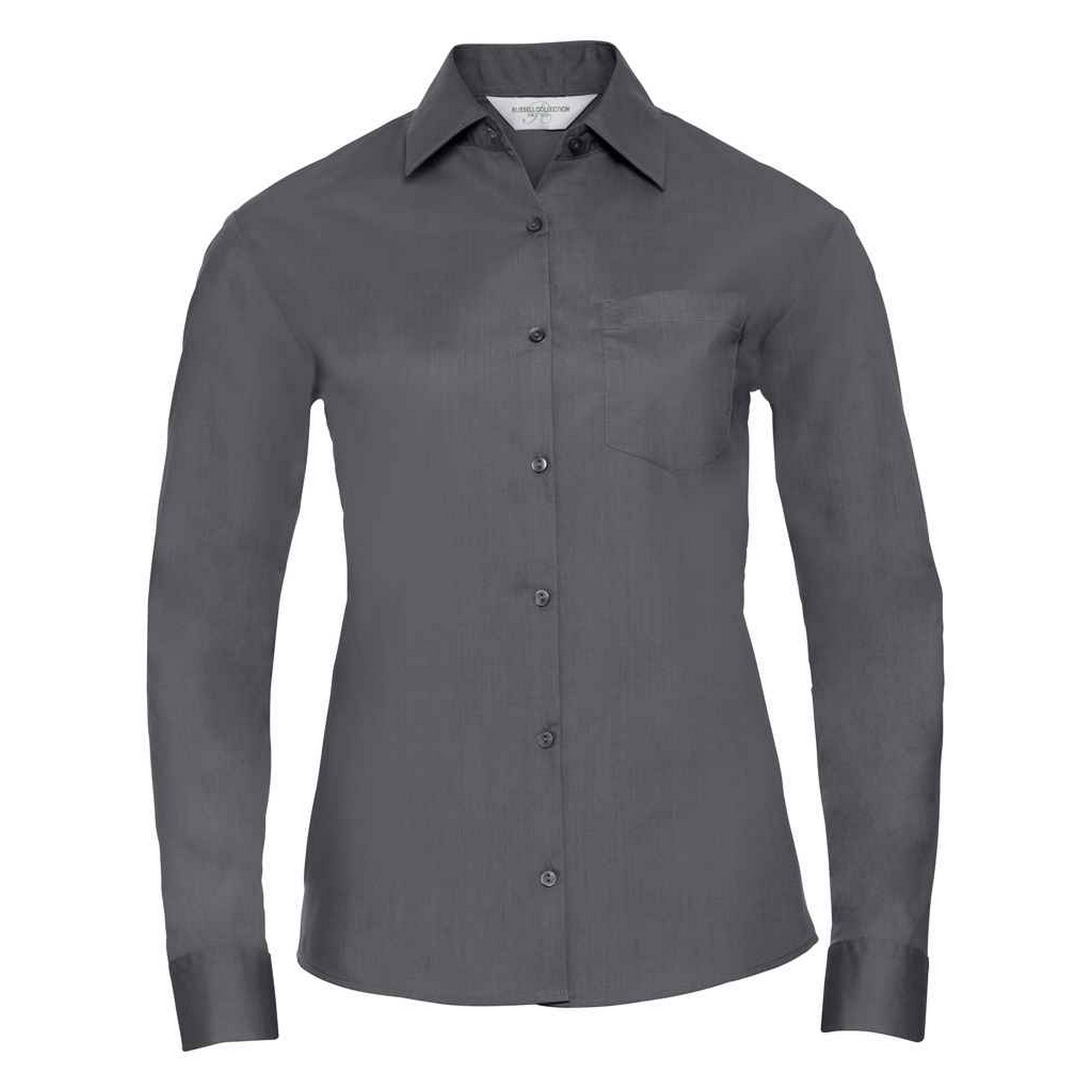 Russell Athletic Collection Womens/Ladies Poplin Easy-Care Long-Sleeved Formal Shirt (Convoy Grey) - Dark Grey - Size X-Large
