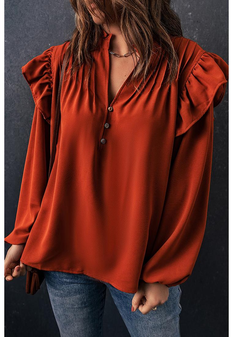 Thumbnail - Azura Exchange Damen Faltbluse mit V-Ausschnitt in Orange