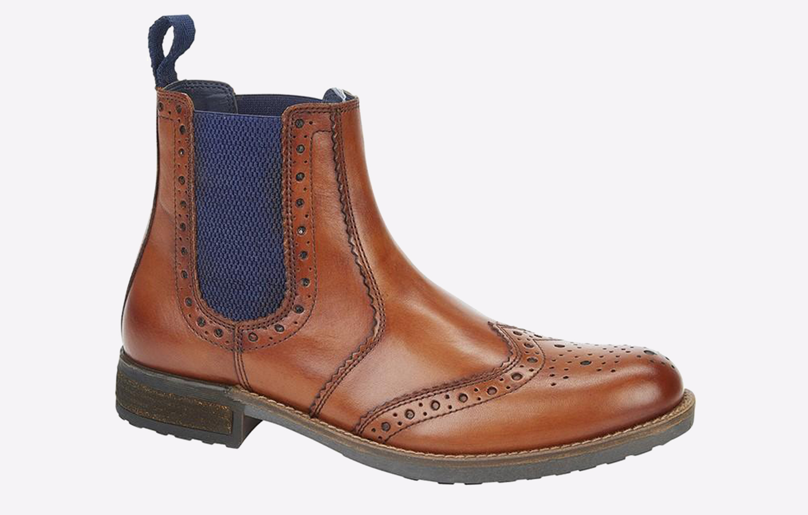 Roamers Newburgh Brogue Chelsea Boots Mens - Tan - Size UK 10