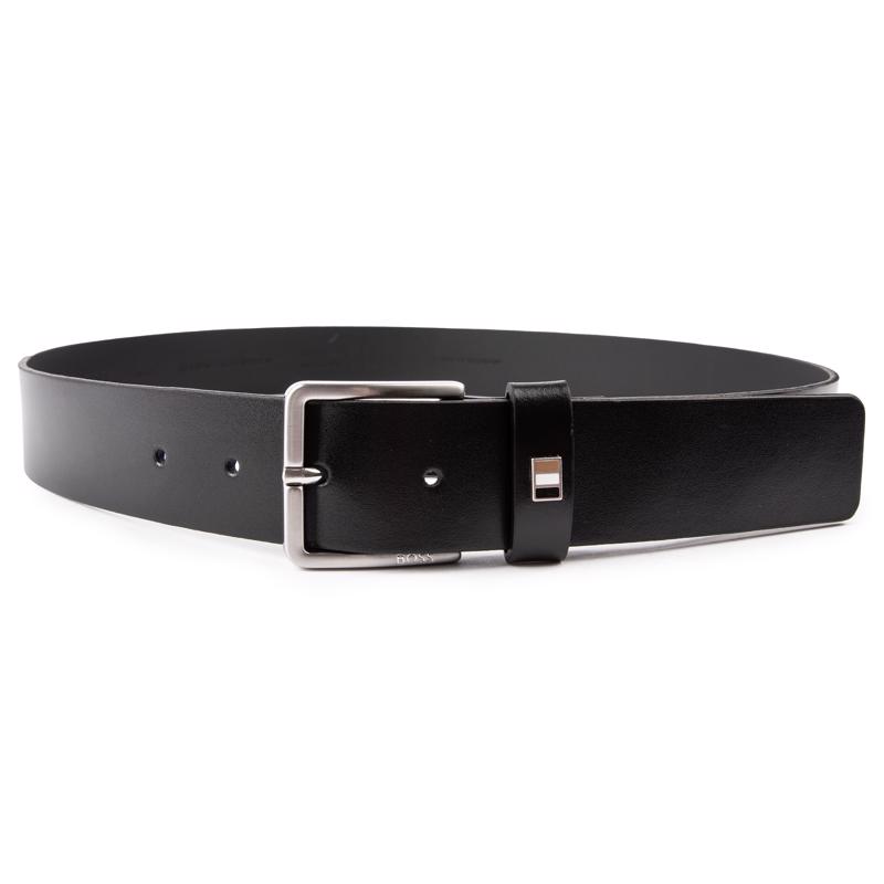 Boss Mens Flag Belt - Black Leather - Size Large