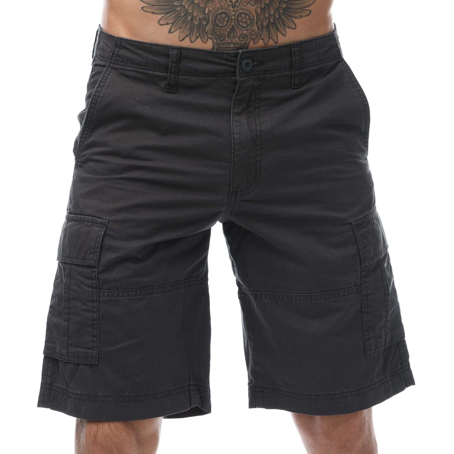 Jack & Jones Mens Zues Cargo Shorts in Grey Cotton - Size Medium