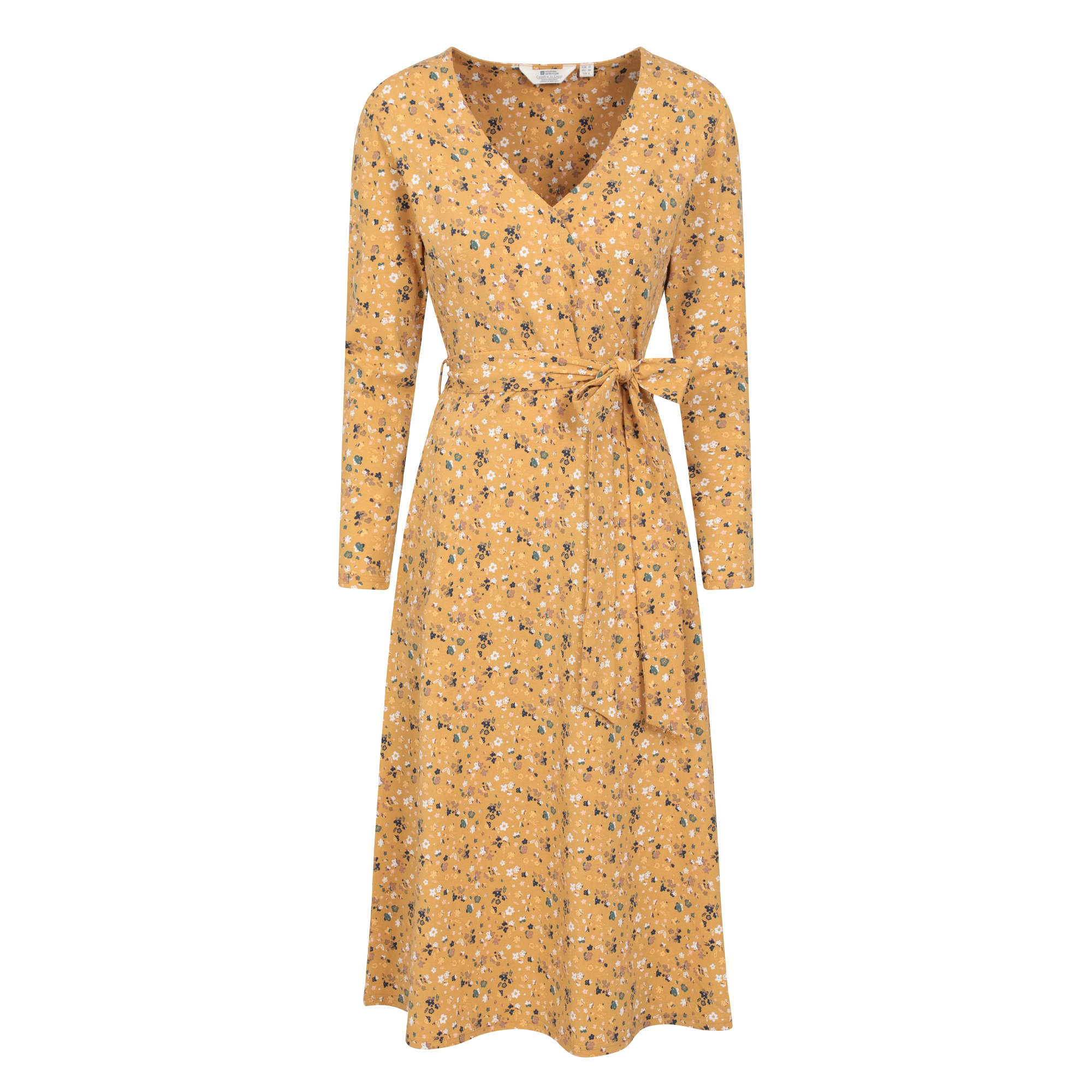 Mountain Warehouse Womens/Ladies Santorini Floral Long-Sleeved Midi Dress (Mustard) - Size 8 UK