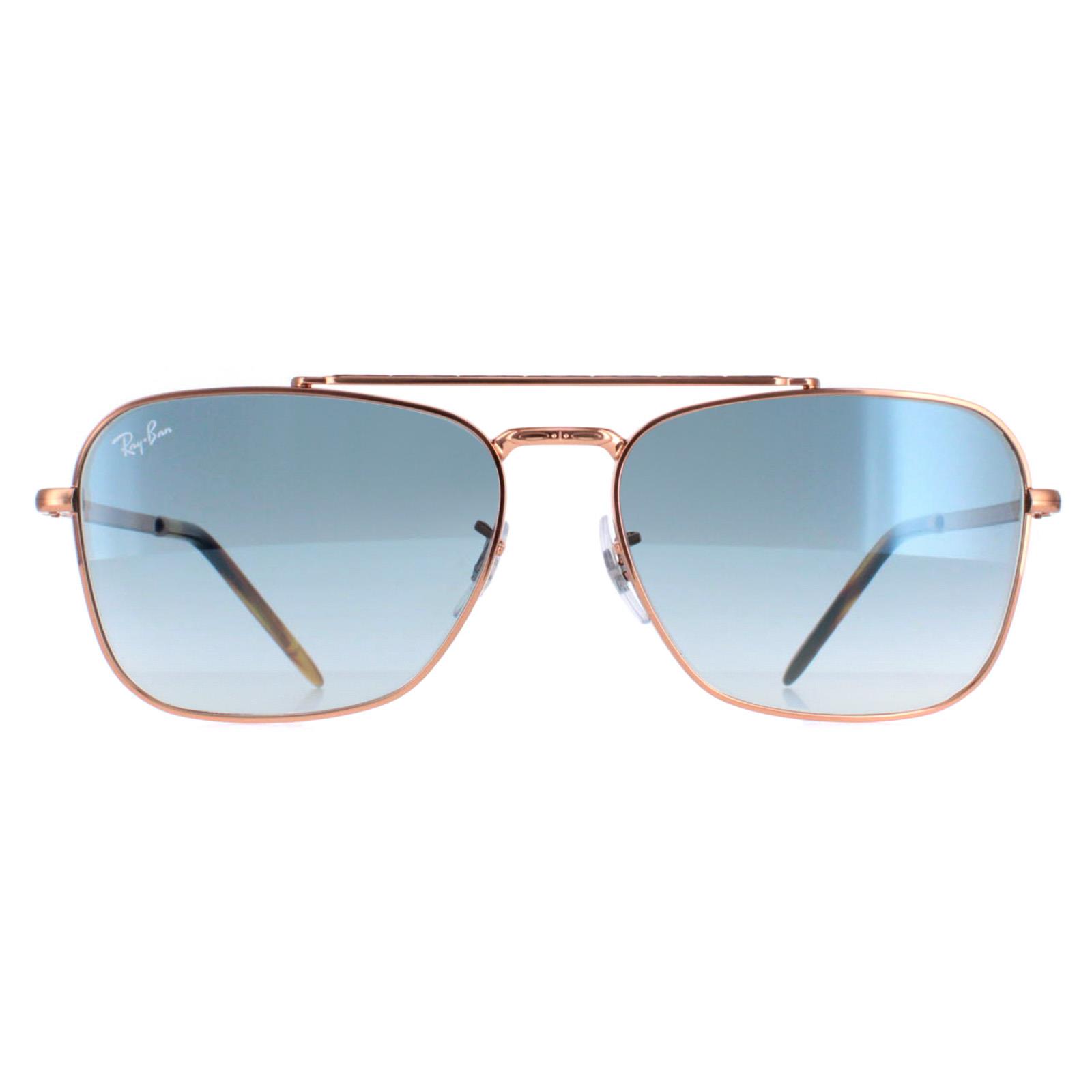 Thumbnail - Ray-Ban Square Unisex Rose Gold Blau Gradient RB3636 New Caravan
