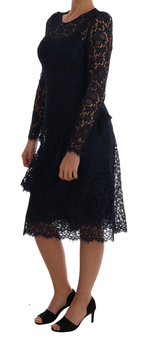 Dolce&Gabbana Blue Taormina Blommig Spetsklänning dam – bild 2