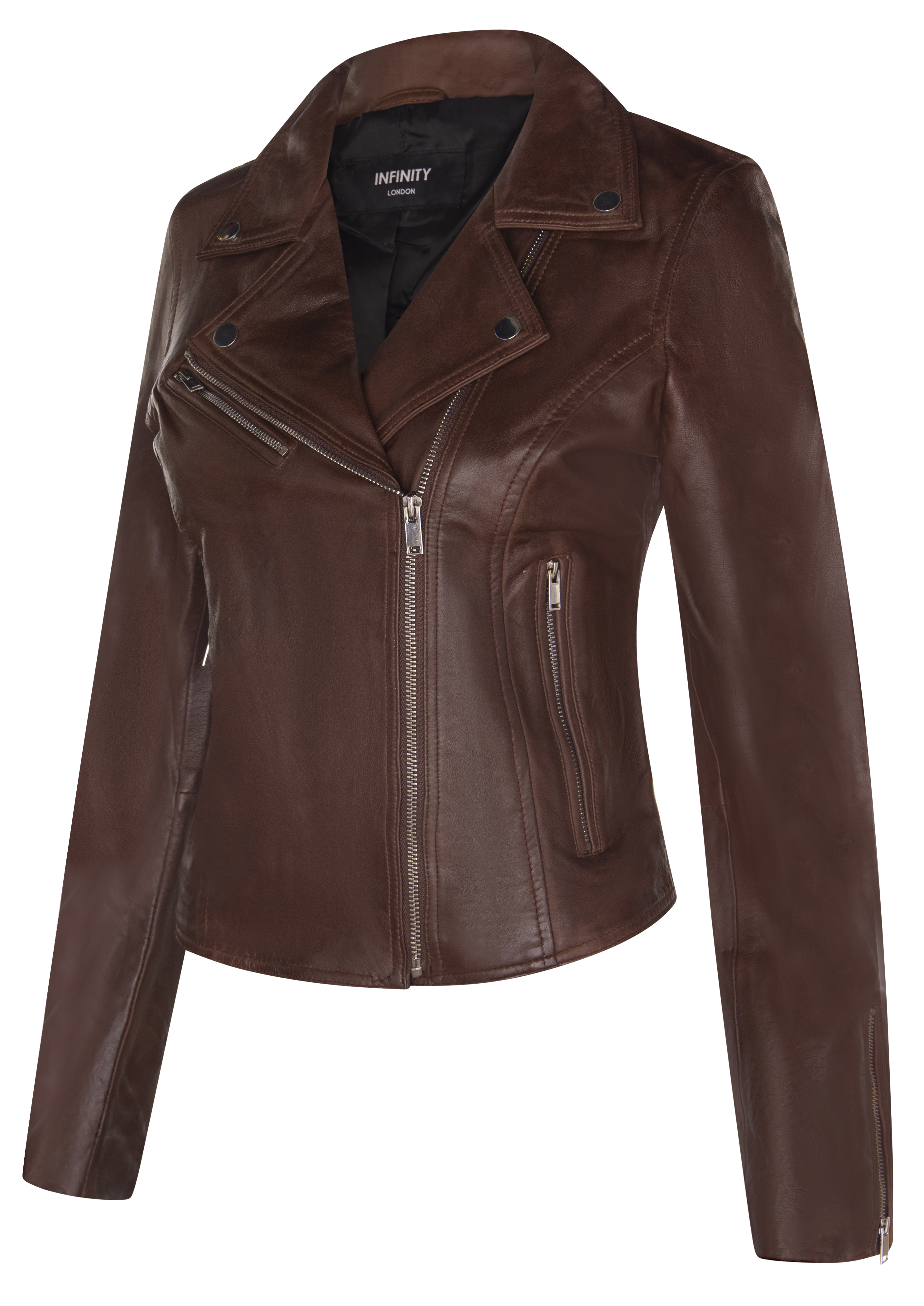 Infinity Leather Dam Läder Klassisk Biker Brando Jacka-Baku skinnjackor – bild 2