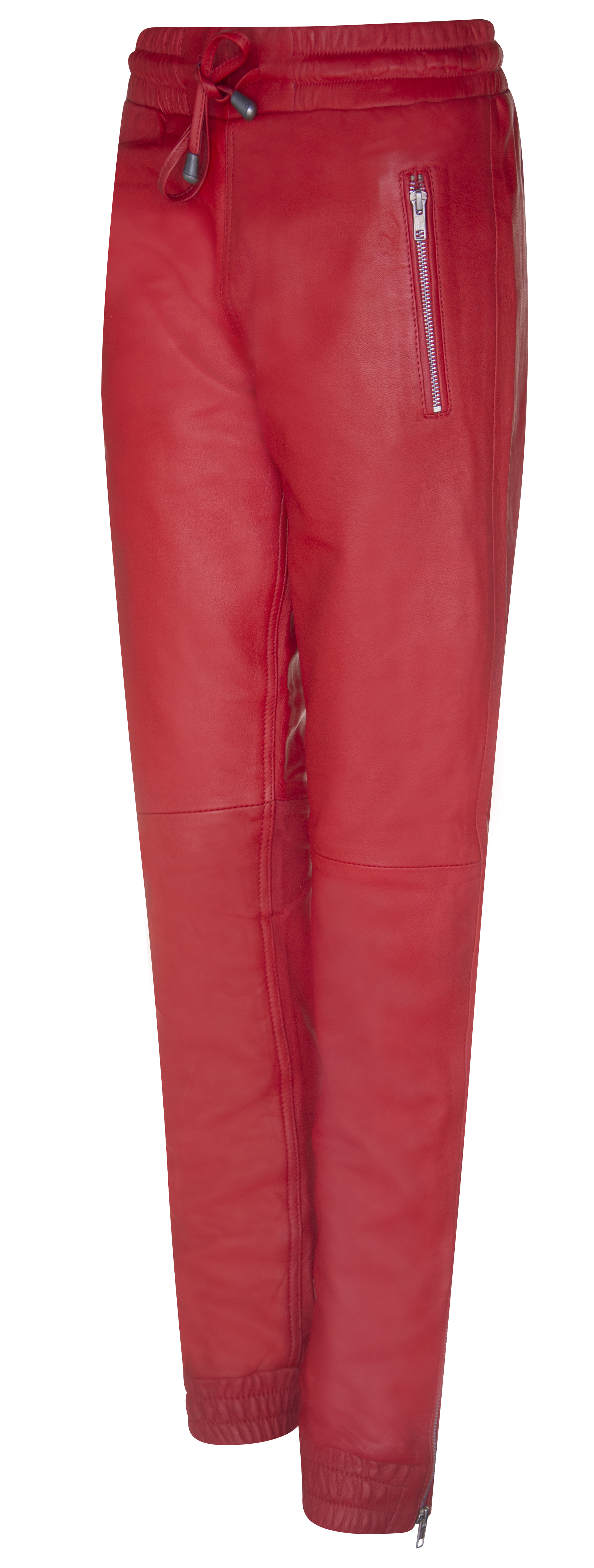 Infinity Leather Dam Röd Nappa Läder Byxor Joggers – bild 2