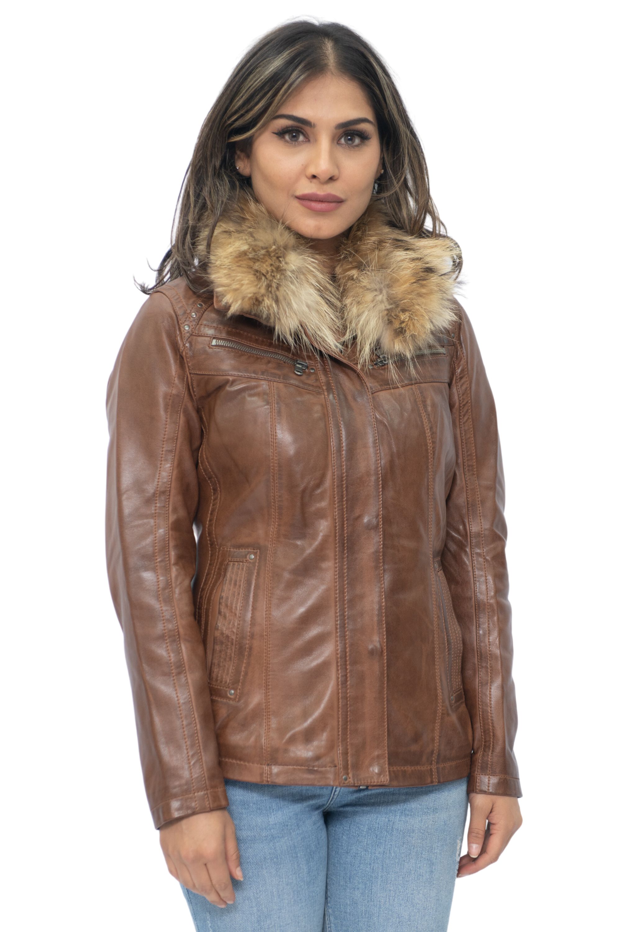 Infinity Leather Parker-jacka i läder för damer-Arvada – bild 2
