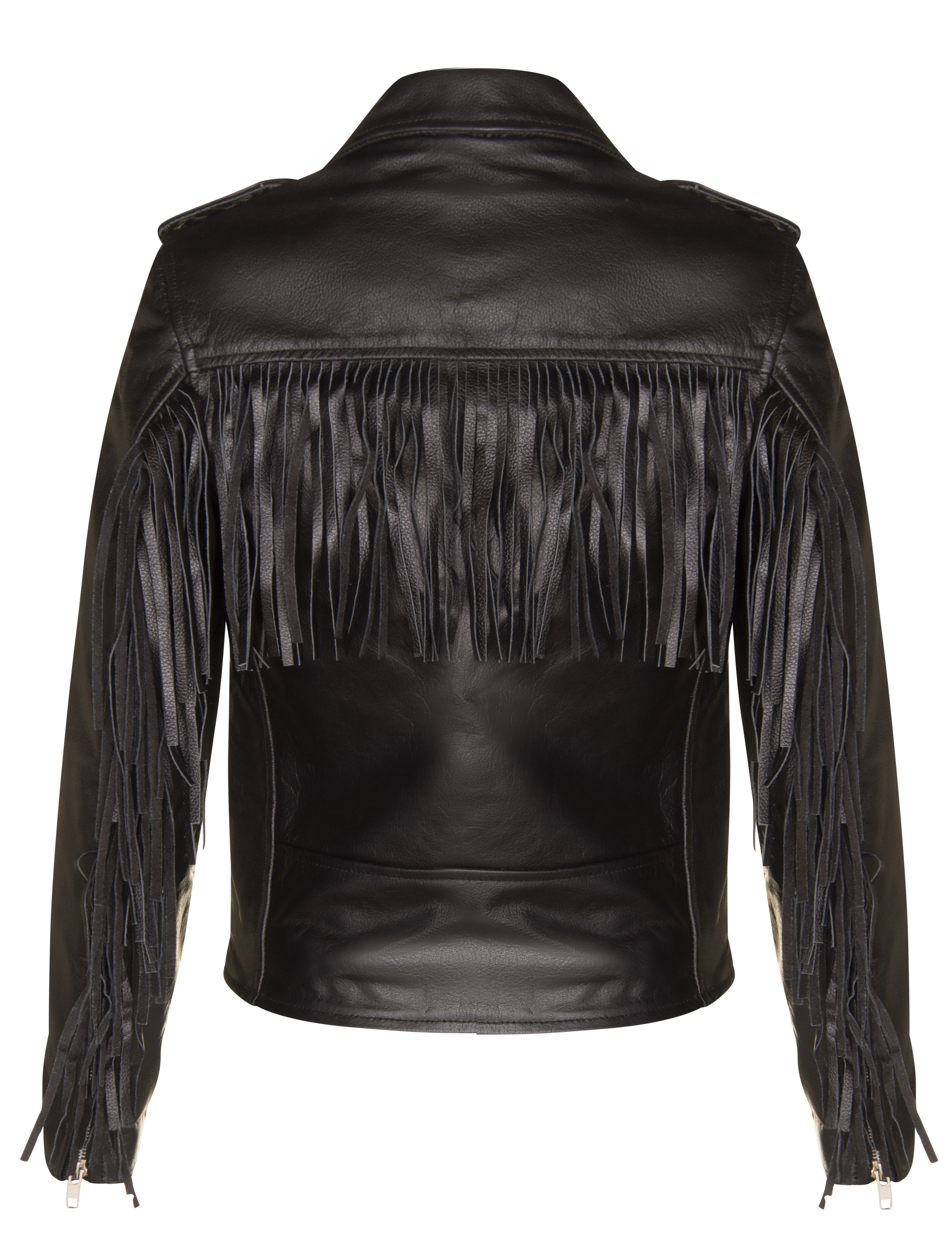 Infinity Leather Dam Svart FRINGE TASSELED Bikerjacka Seville – bild 2