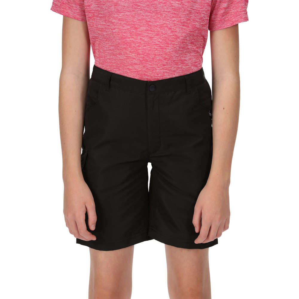 Regatta Girls Sorcer II Durable Reflective Wicking Shorts - Black - Size 11-12Y