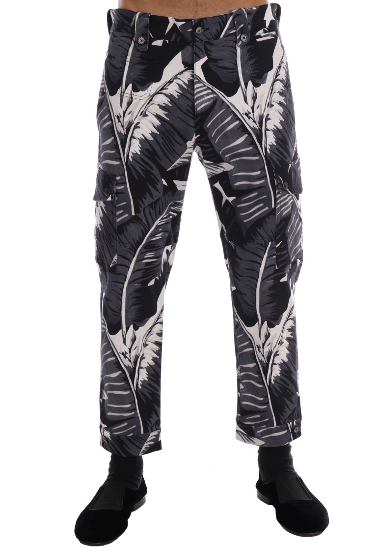 Thumbnail - Dolce & Gabbana - Pantalon en coton feuille de bananier gris pour homme