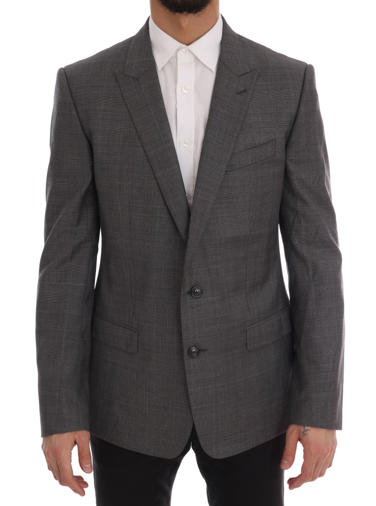 Dolce & Gabbana Mannelijk Veelkleurig Mannen Grijs Wollen Martini Slim Blazer