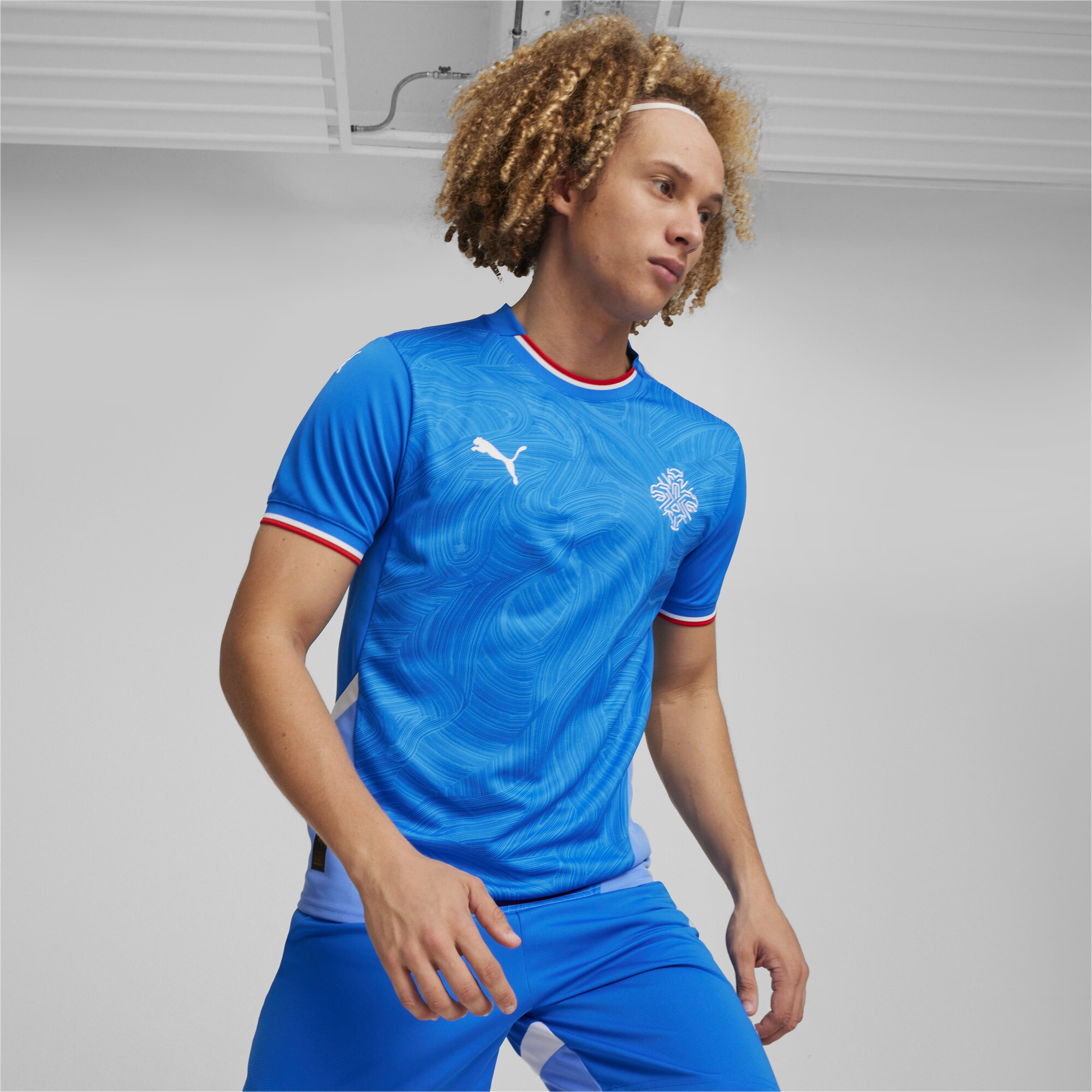 Puma Mens Iceland 2024 Home Football Jersey - Blue - Size Medium