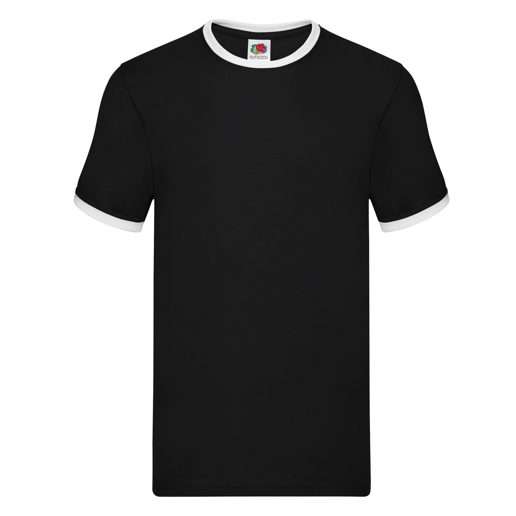 Thumbnail - Fruit of the Loom - "Ringer" T-Shirt für Herren (Schwarz/Weiß)