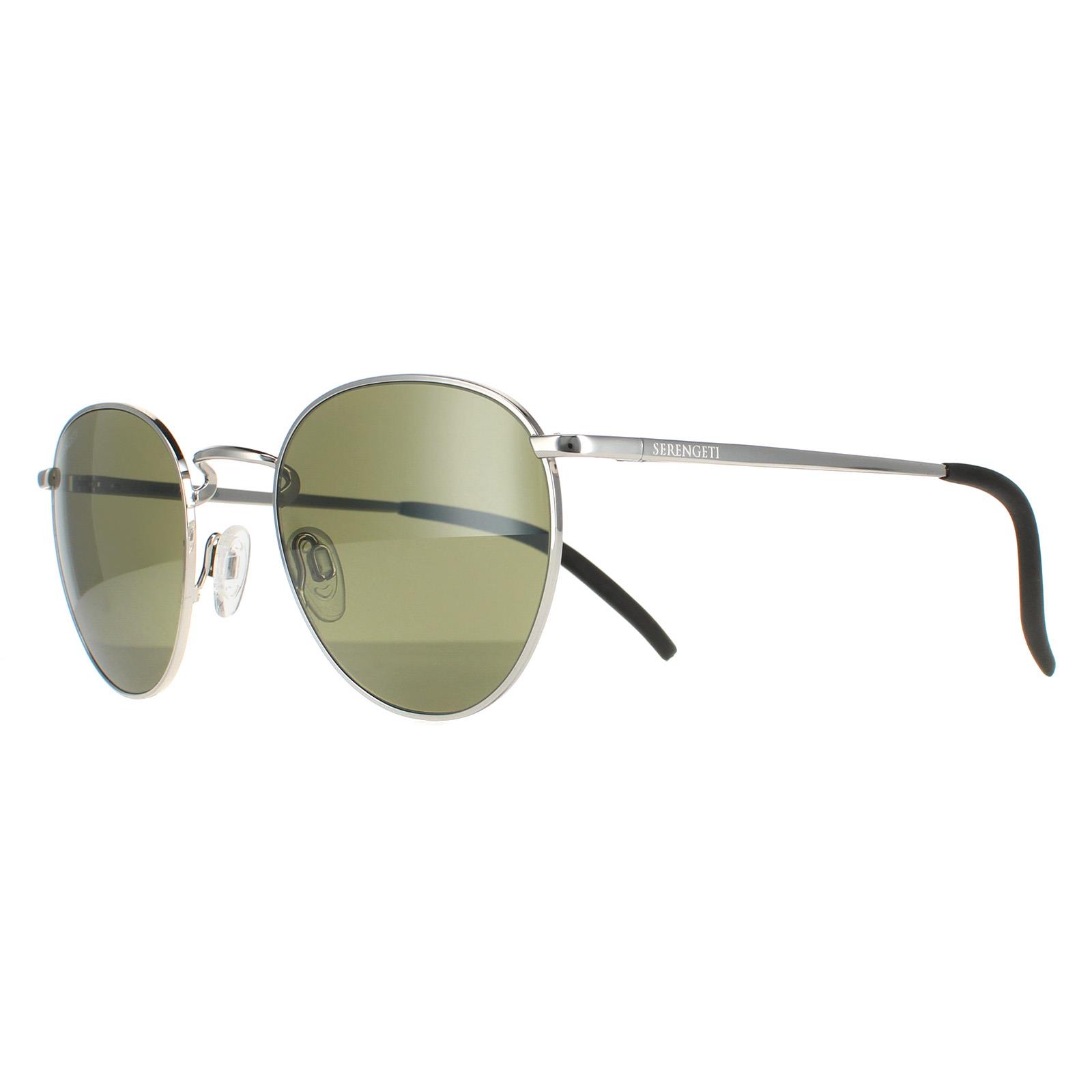 Serengeti Rund Unisex Glänsande Silver Mineral Polariserad 555nm Hamel solglasögon herr – bild 6