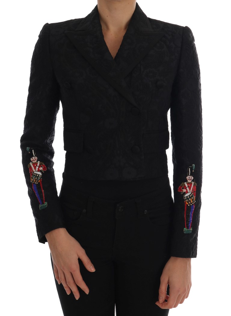 Dolce & Gabbana Womens Black Brocade Blazer Jacket – Multicolour Cotton – Size Medium
