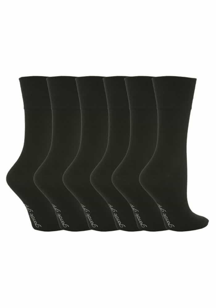 Thumbnail - Gentle Grip - 6 Paar Damen Gentle Grip nicht elastische Socken - GG67 Schwarz