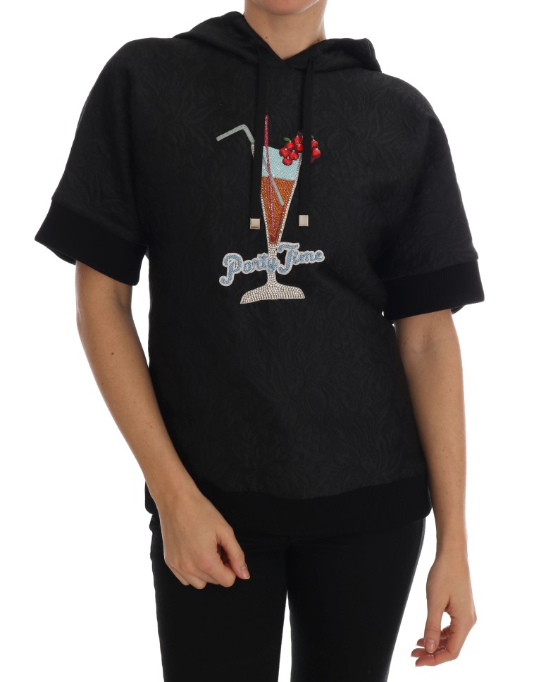 Thumbnail - Dolce & Gabbana Women's Black Fairy Tale Crystal Sweater à capuche