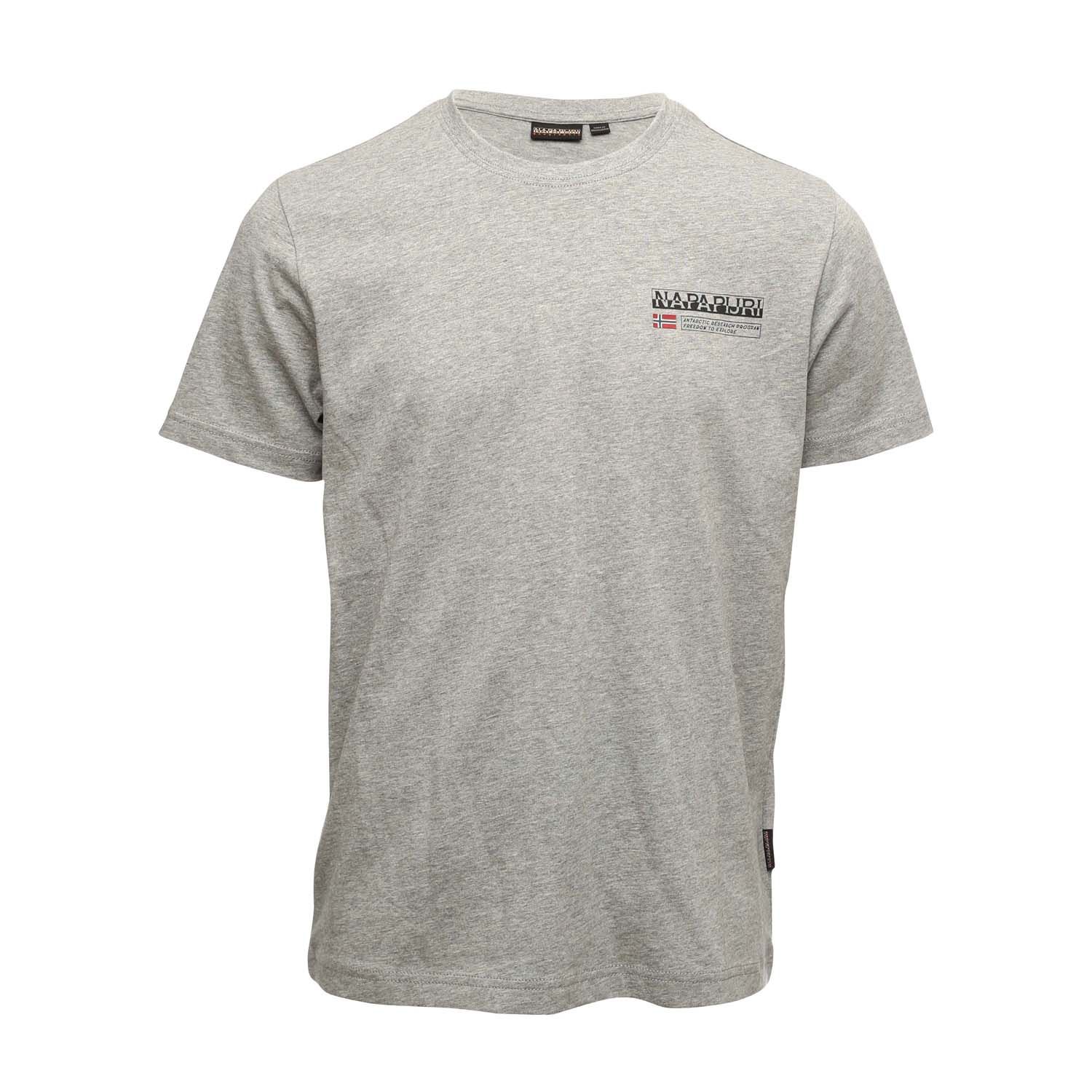 Thumbnail - T-Shirt Kasba Logo Crew Napapijri Pour Homme en Gris Chiné