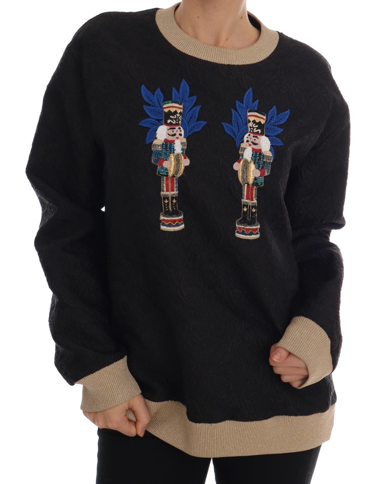Dolce & Gabbana Womens Black Fairy Tale Brocade Zipper Sweater – Multicolour Cotton – Size Small