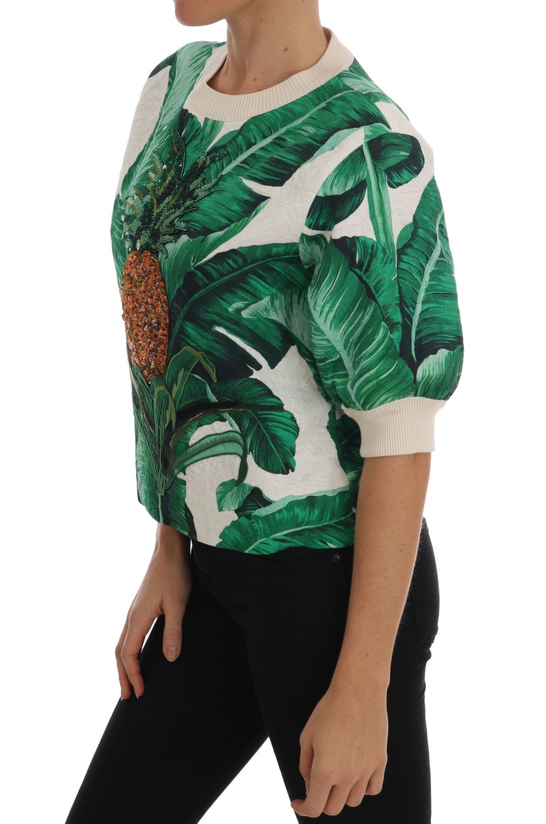 Dolce&Gabbana Ananas Banan Paljetter Rundhalströja dam – bild 2