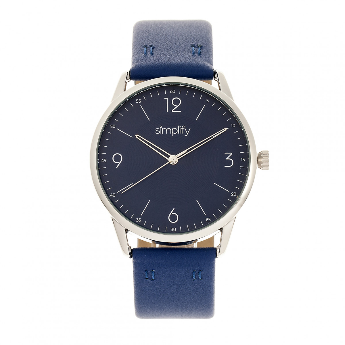 Simplify Unisex The 6300 Leather-Band Watch - Blue Stainless Steel - One Size