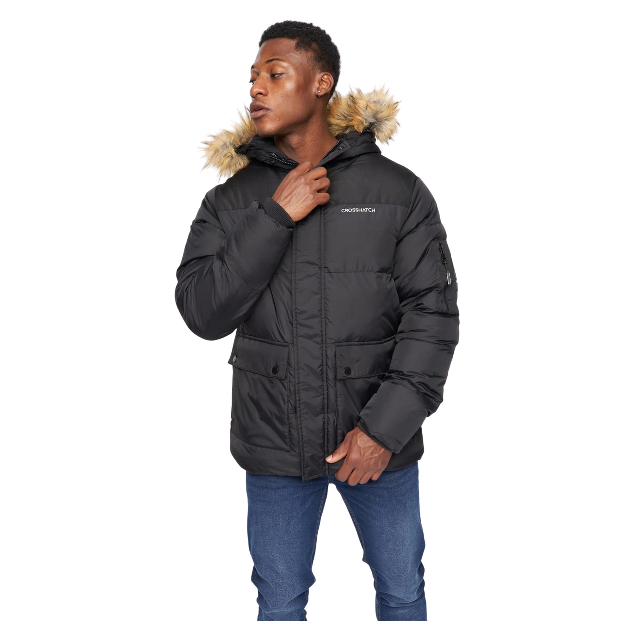 Thumbnail - Crosshatch - "Bentlays" Jacke mit Kapuze für Herren (Schwarz)