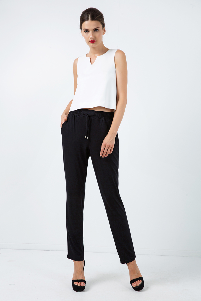 Thumbnail - Lange Jersey-Hose mit Krawatten-Detail