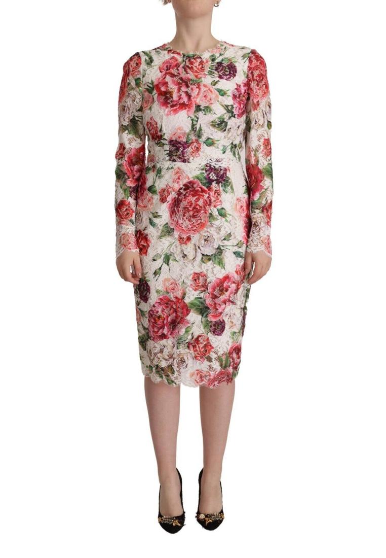 Dolce & Gabbana WoMens White Floral Lace Long Sleeves Sheath Dress material_cotton – Size IT 42 (Womens)