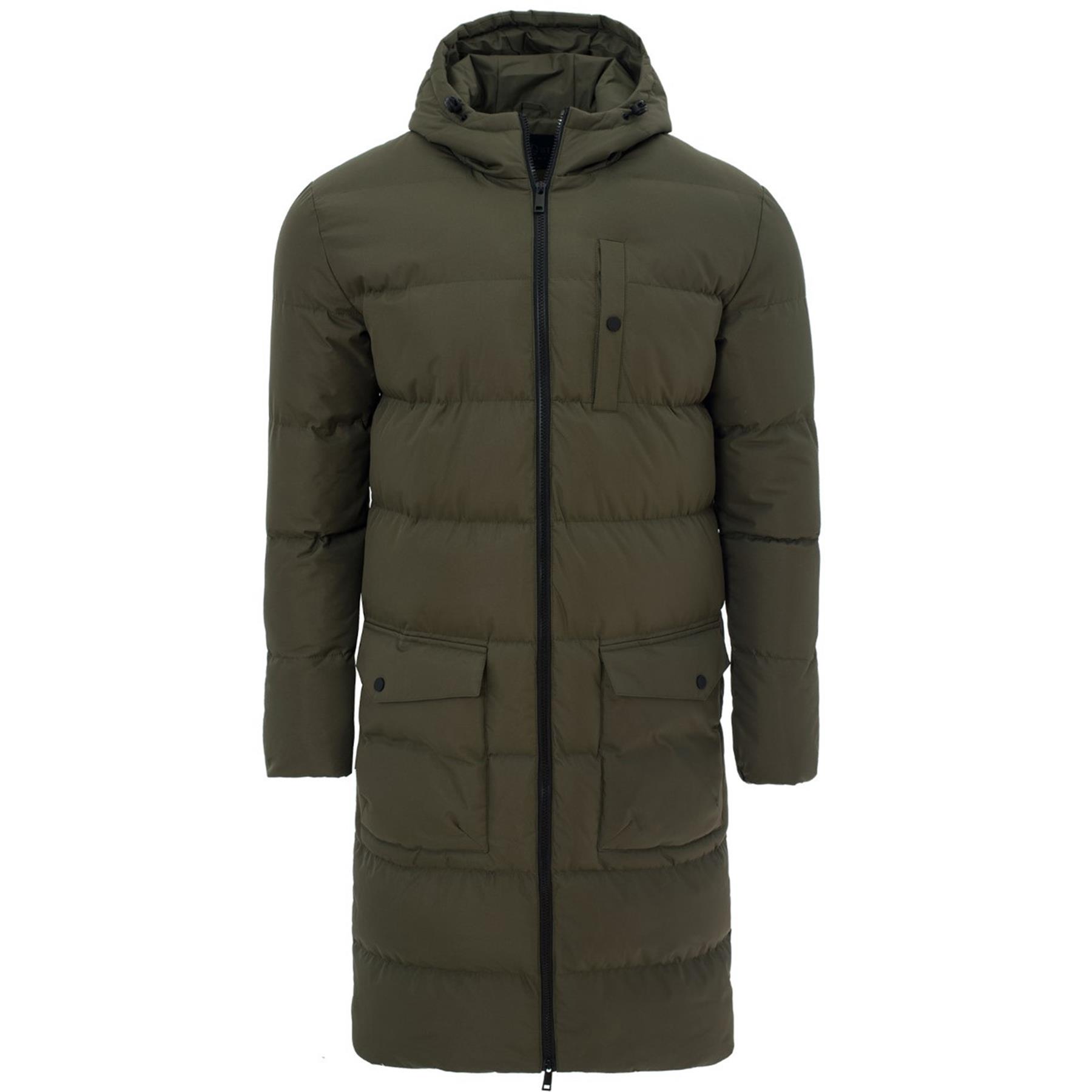 Soulstar Mens Banana Parka Padded Jacket Puffer Longline - Olive - Size 2XL