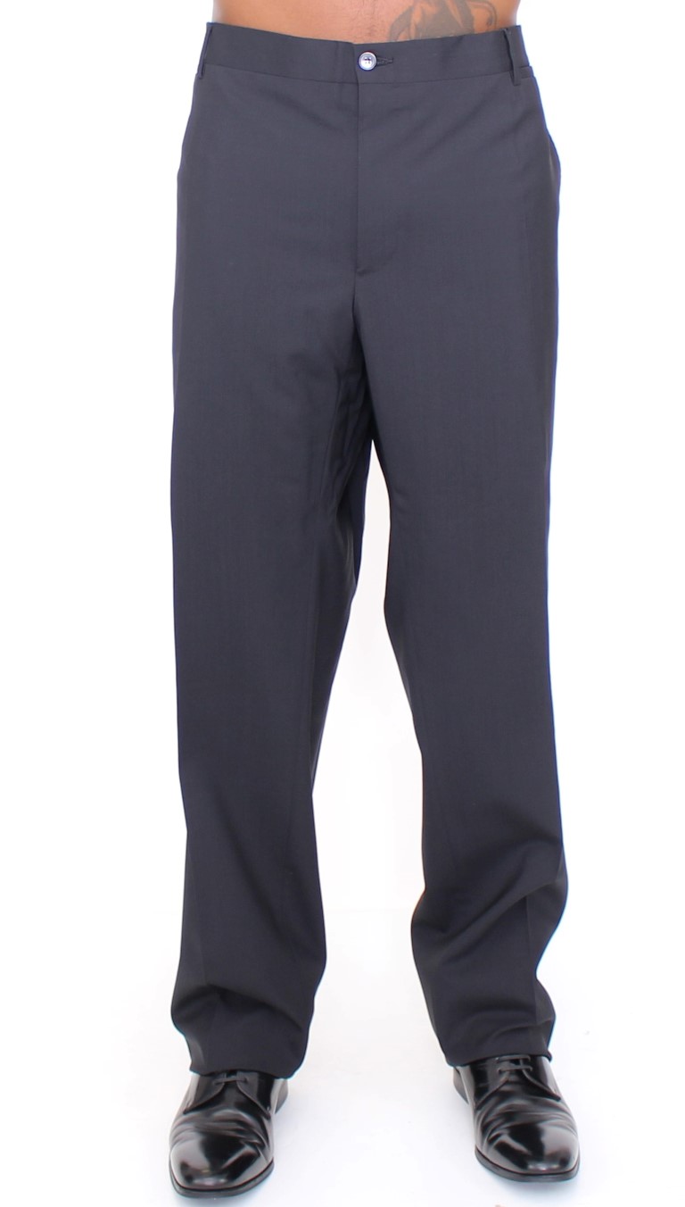 Dolce & Gabbana Schwarze Wolle Stretch Plissee-Hose