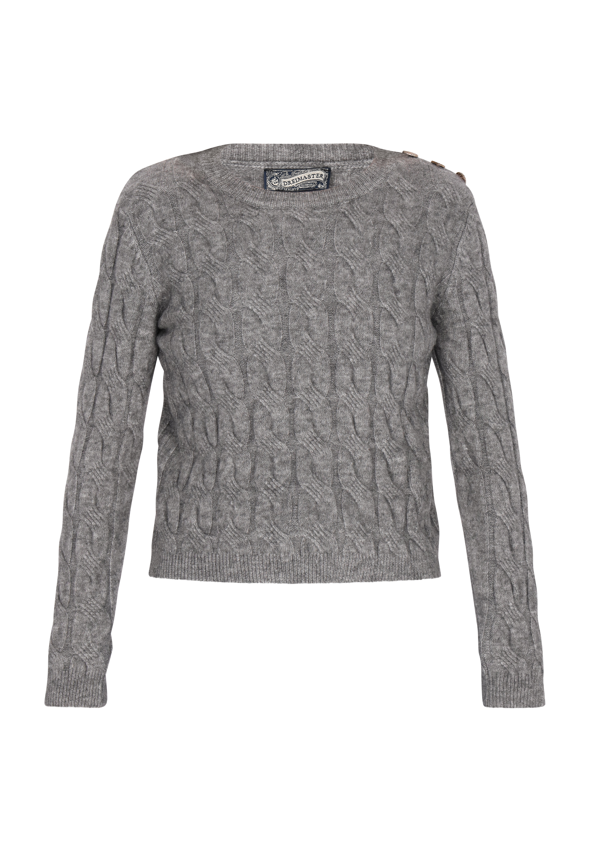 Thumbnail - Dreimaster Pullover Damen Grau Melange