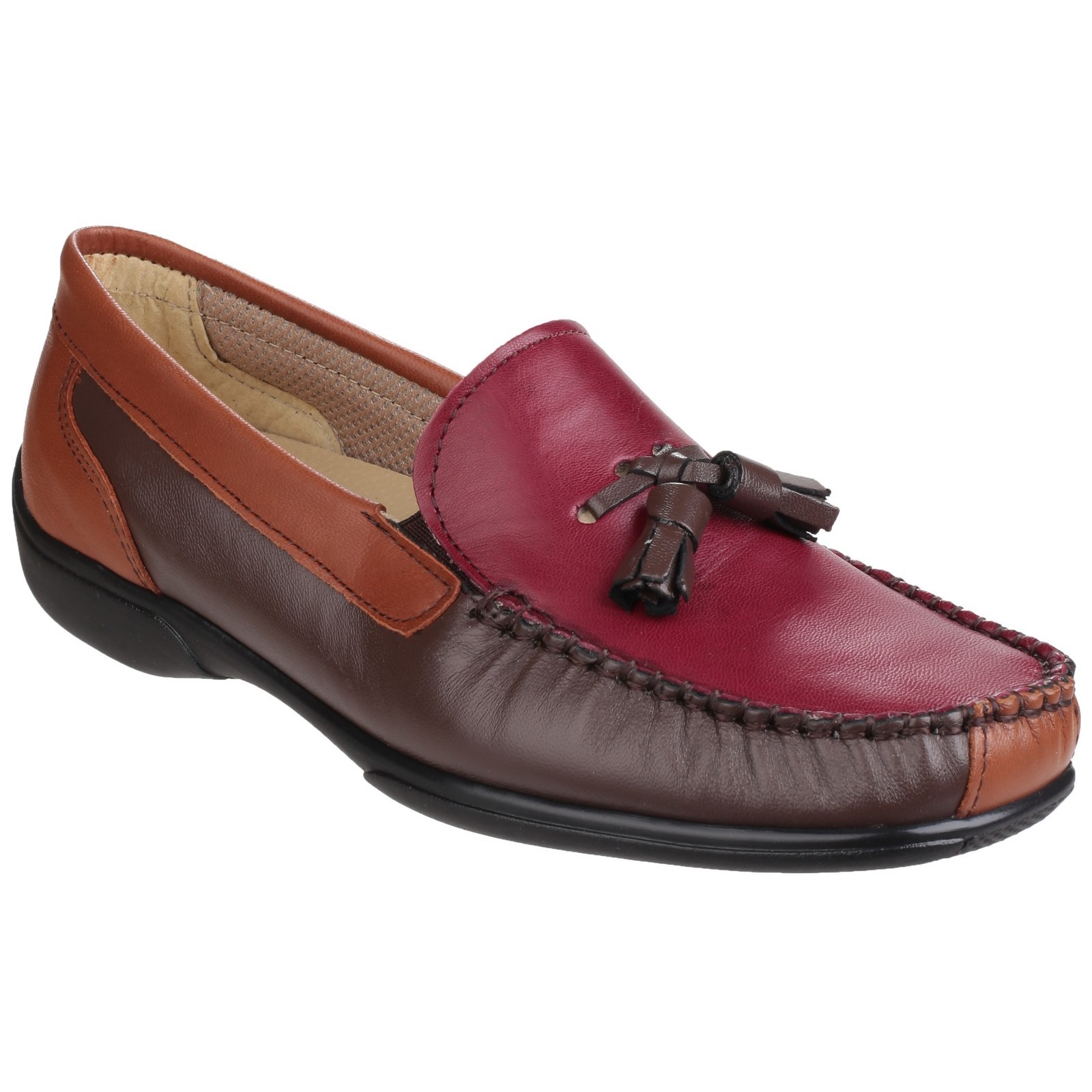 Thumbnail - Cotswold Womens/Ladies Biddlestone Tassle Detail Mokassin (Kastanie/Braun/Wein)