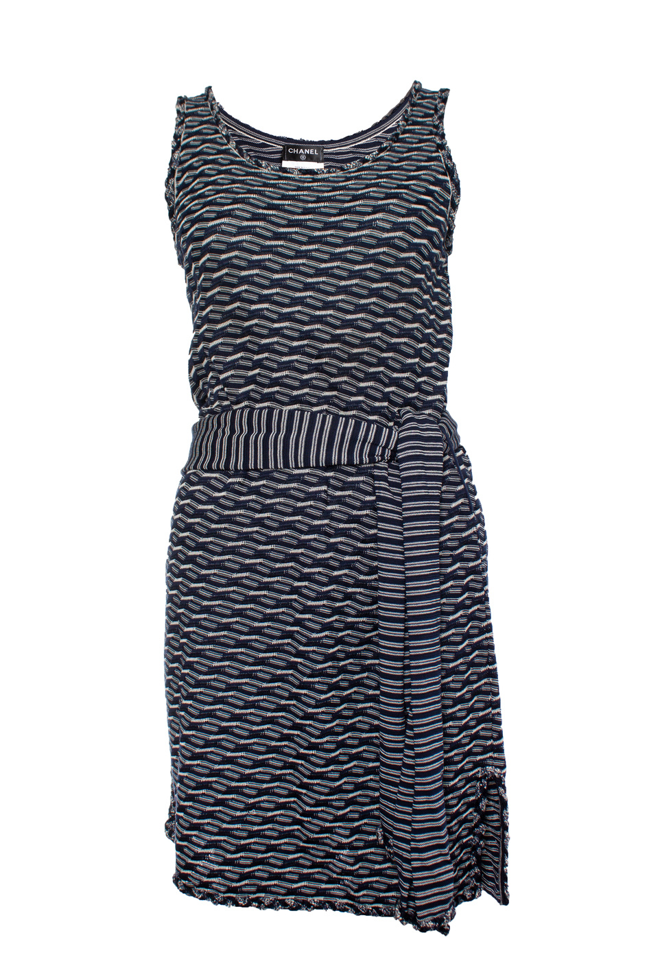 Chanel Pre-owned Womens Blue and white wrap dress viscose – Size Small