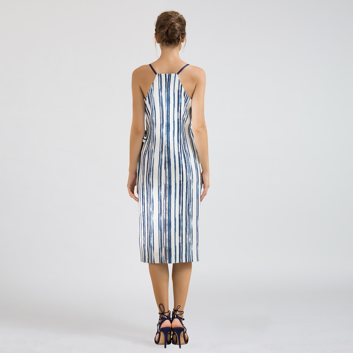 Smart & Joy Stripe Print Cold Shoulder Dress sommarklänningar dam – bild 2