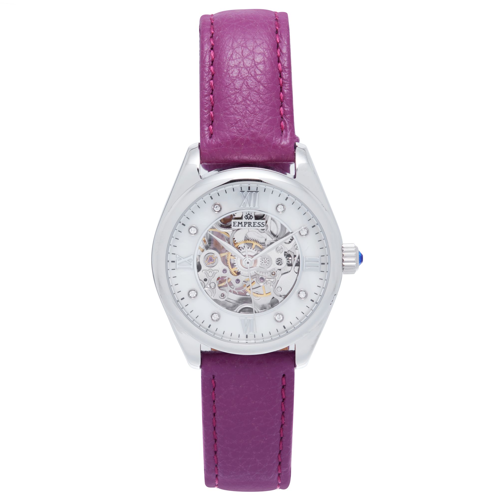 Thumbnail - Empress Magnolia Automatik MOP Skelett-Zifferblatt Lederarmbanduhr