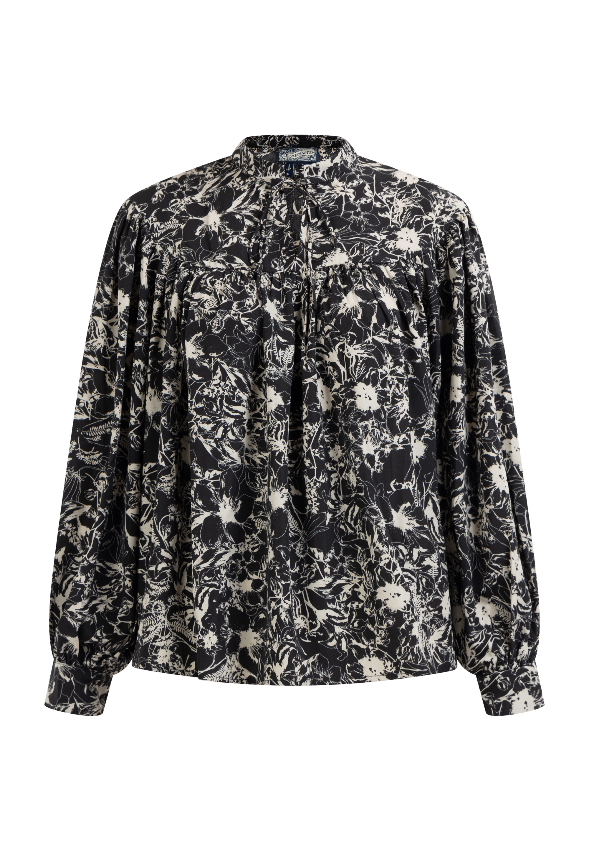 Dreimaster Langarmbluse Damen Schwarz Mehrfarbig