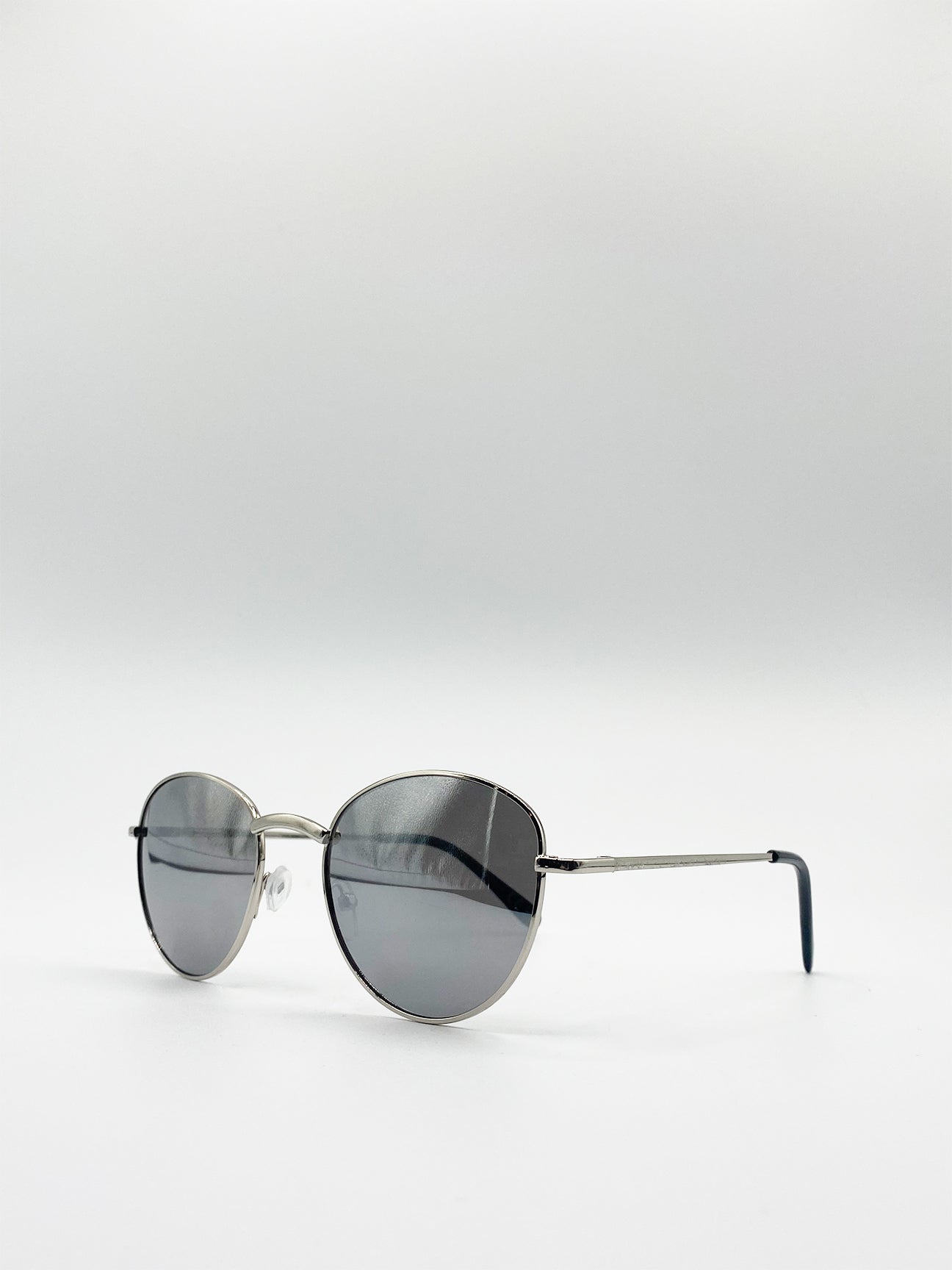 SVNX Mens Round Metal Frame Sunglasses - Silver Metal (archived) - One Size