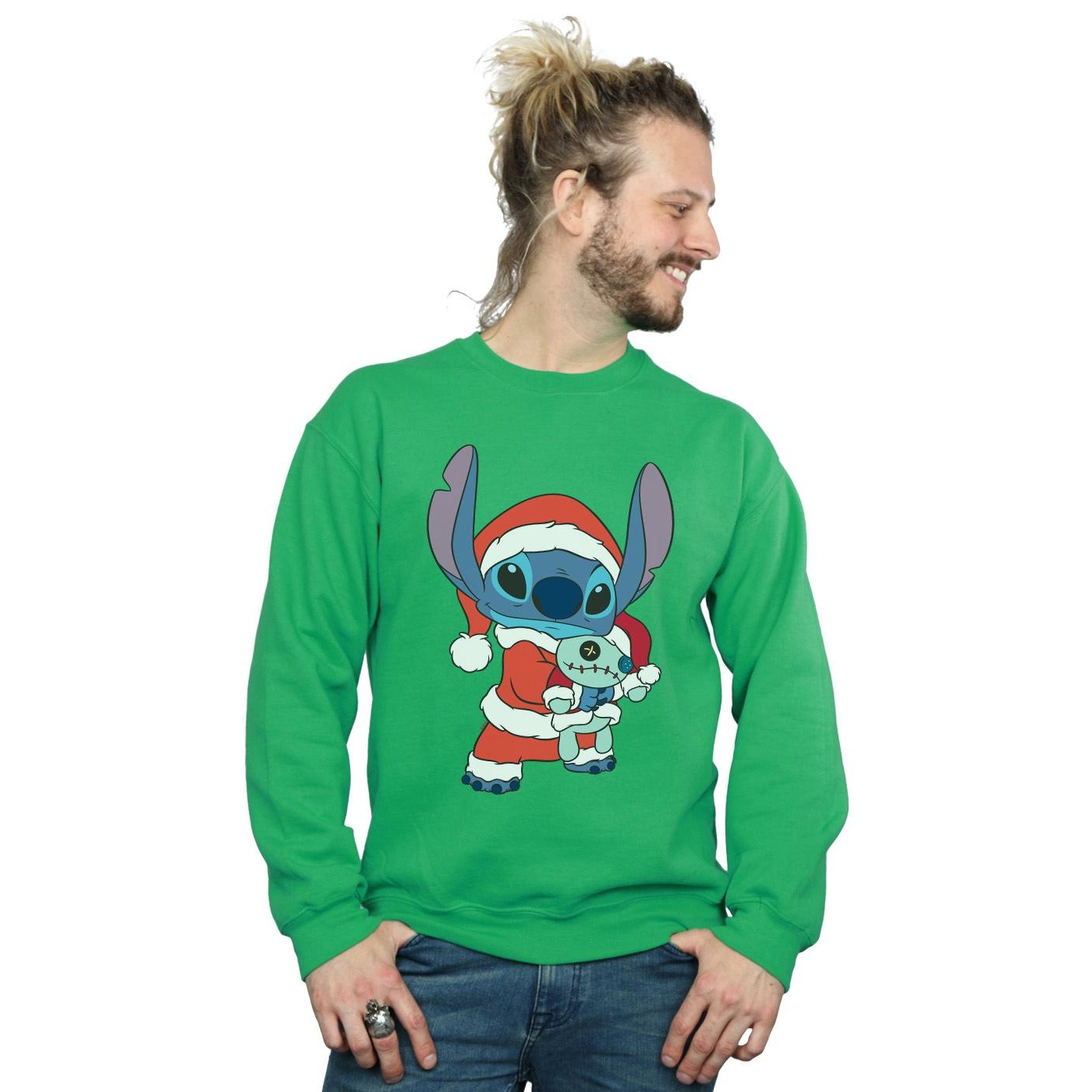 Disney Mens Lilo And Stitch Stitch Christmas Sweatshirt (Irish Green) herr – bild 2